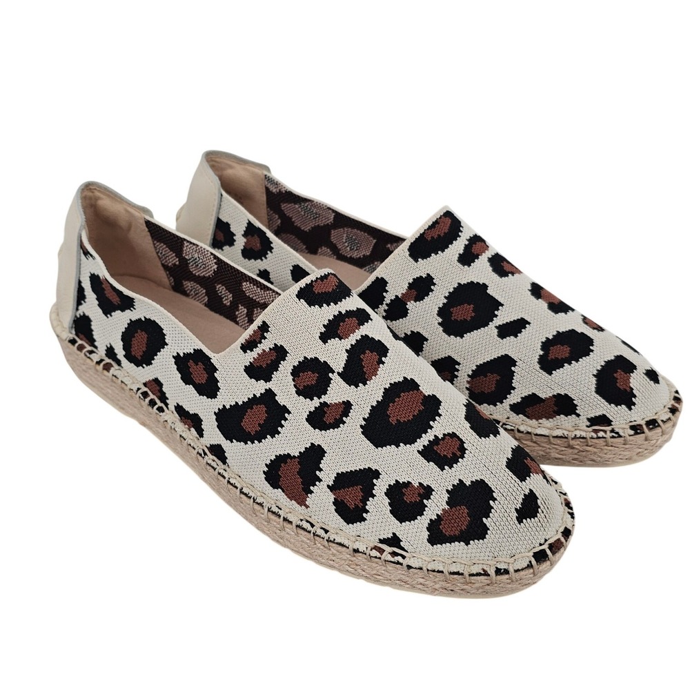 Cole Haan Cloudfeel Leopard Knit Espadrille Flats W20614 Womens 11 B Tan Brown